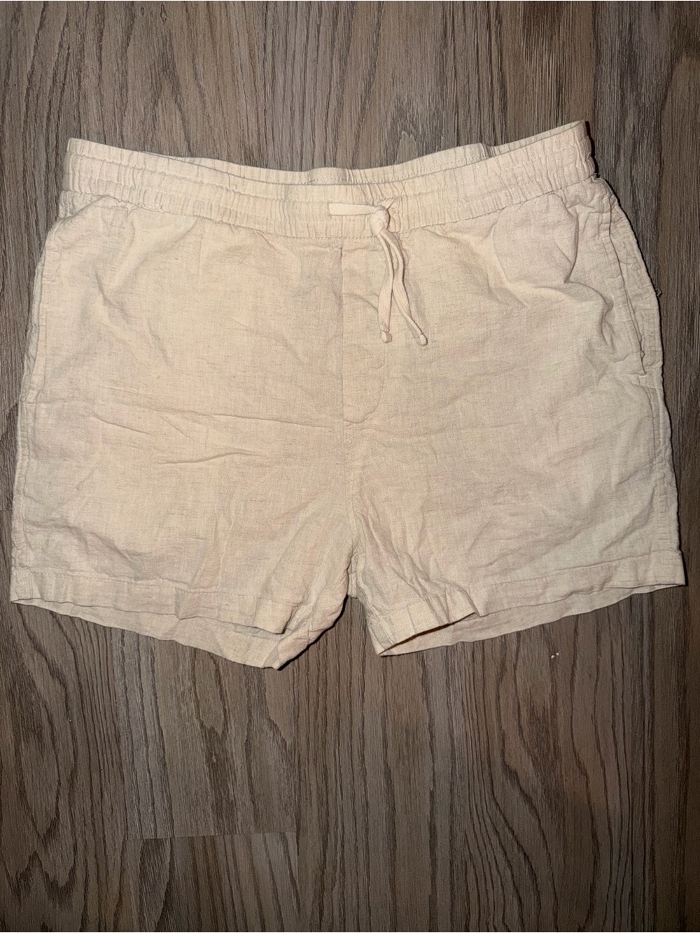 H&M Men's Drawstring Linen-Blend Shorts - Light Beige